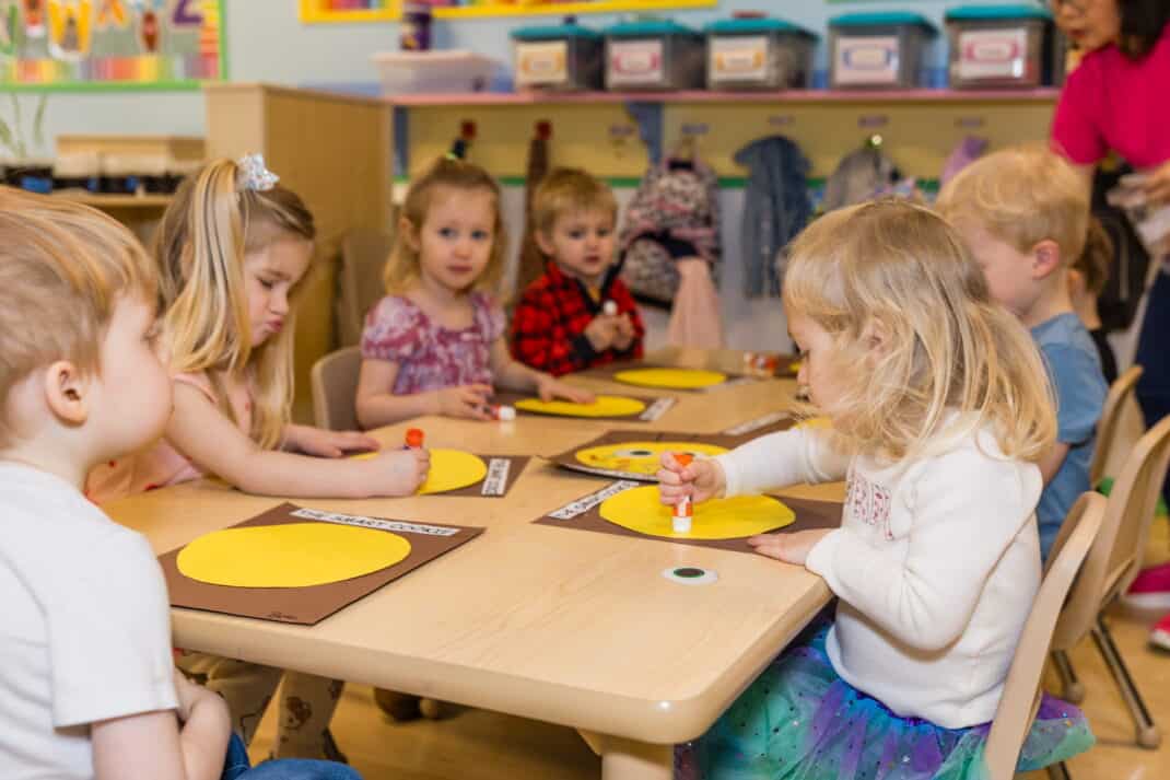 prek kids playing with crafts